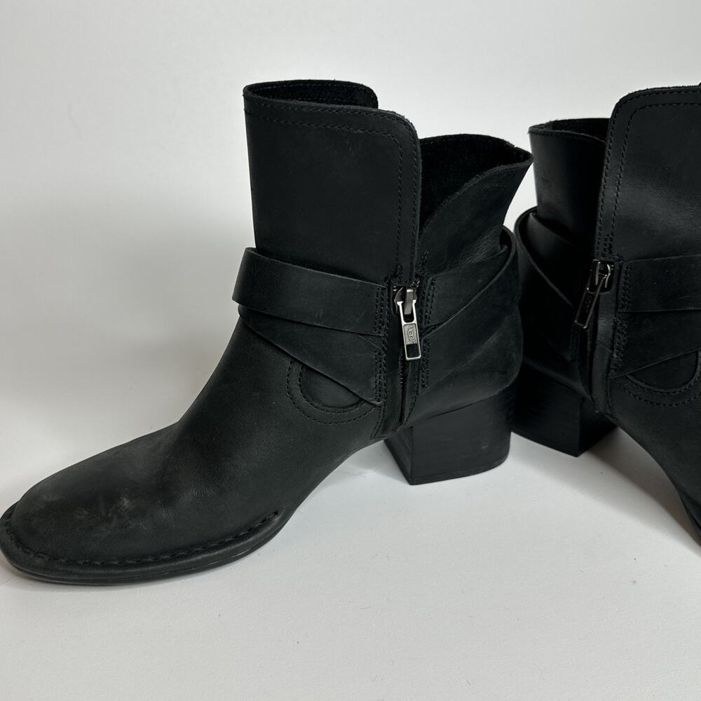 Ugg Elysian Leather Black Ankle Heel Boots Booties Size US 6.5 Womens EUC - Picture 7 of 16